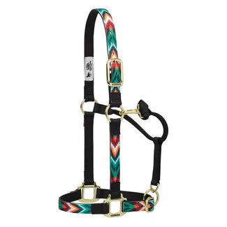 Weaver Halter- Nylon Patterned Adjustable Halter for Horses - Average, Chevron/Black