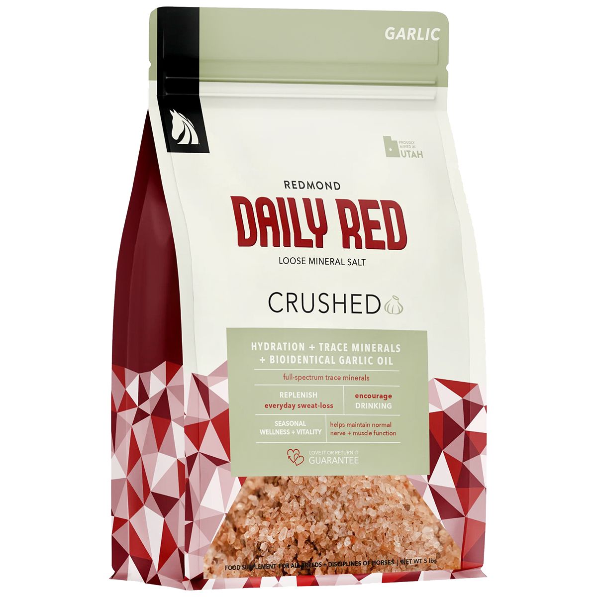 Daily Red Mineral Supplement for Horses-Crushed w/Garlic, 5 lbs
