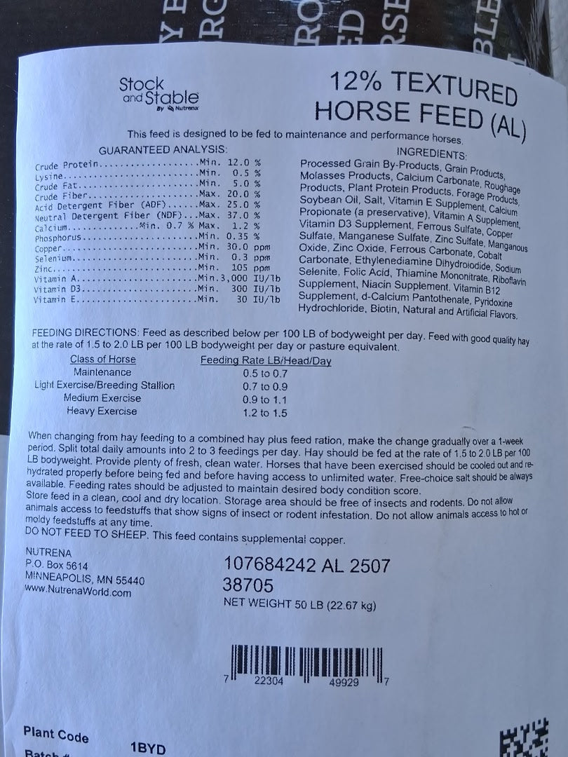 Stock and Stable 12% Textured Horse Feed