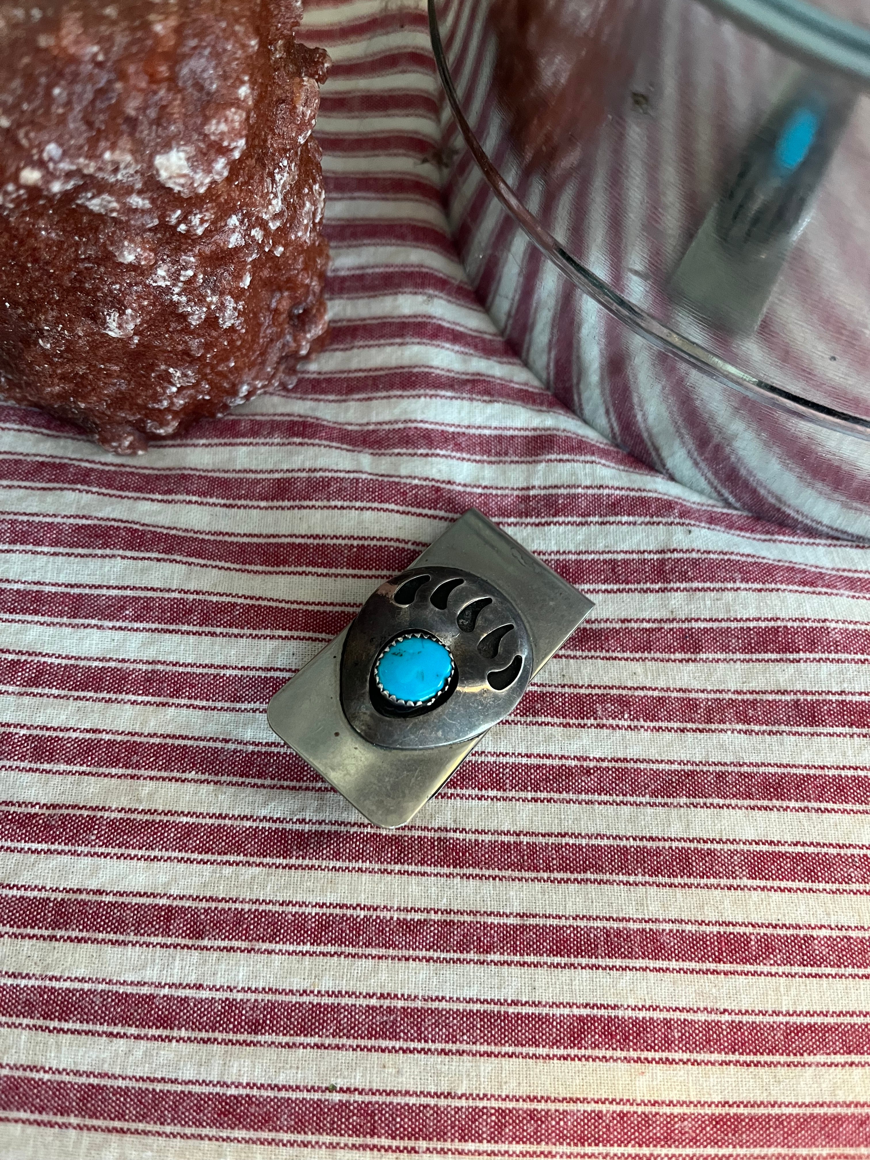 Turquois and Silver Bear Paw Money Clip